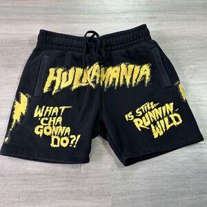 WWE Shoe Palace Hulk Hogan Hulkamania Shorts Mens Small Black Graphic Fleece